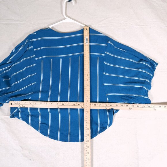Free People Sleepy Time Indigo Stripe Kimono Top Womens Small Crossover FLAWS - Picture 3 of 15